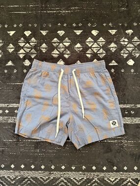 Light Blue Printed Drawstring Shorts